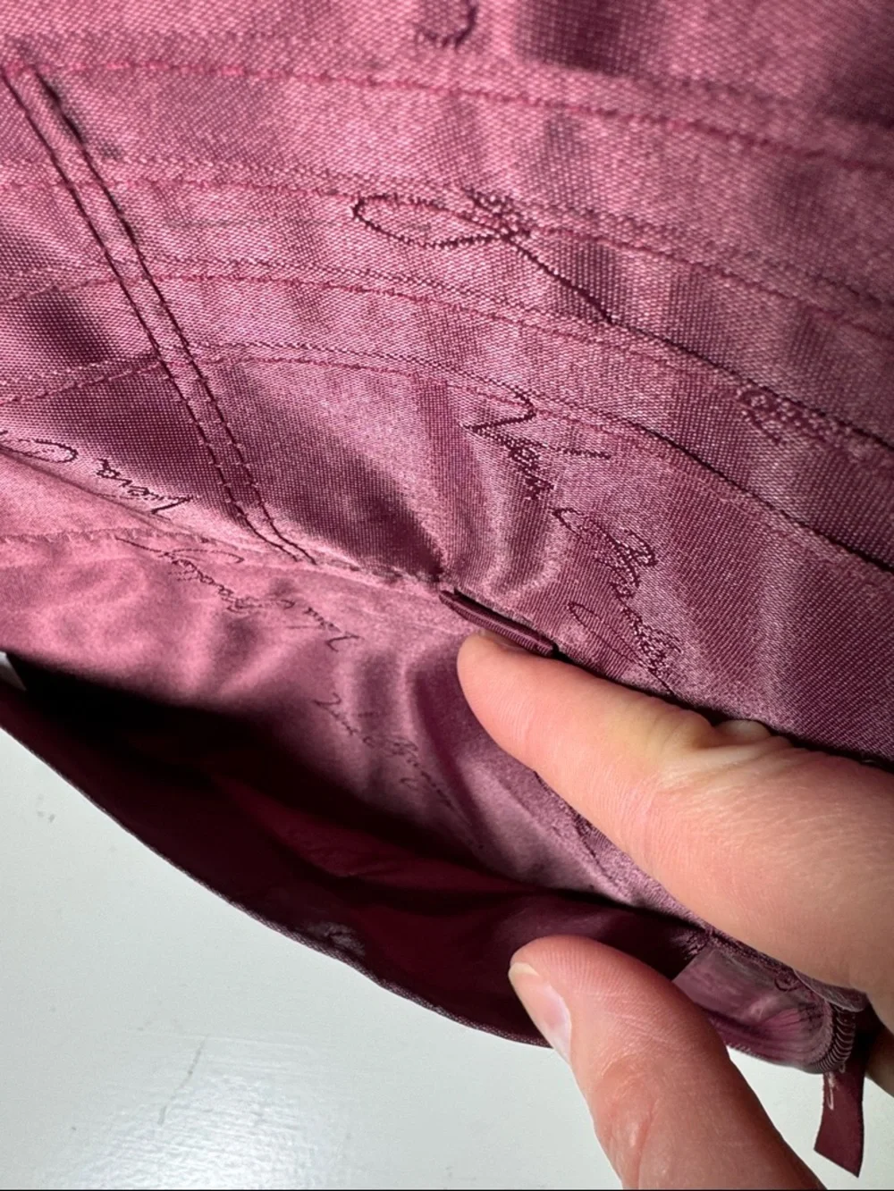 Vera Bradley burgundy and pink paisley fabric wallet with wrist strap. - Picture 6 of 8